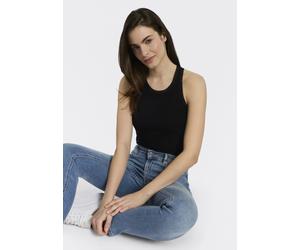 Ripptanktop BOSS ORANGE "Eplie Premium Damenmode", Damen, Gr. XS, schwarz 001, Feinripp, Obermaterial: 98% Baumwolle, 2% Elasthan, unifarben, figurbetont hüftlang, Rundhals, Tops, mit Mesh-Details (95