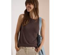 Cecil Top in Rippstruktur mit U-Boot-Ausschnitt Brown Cacao L