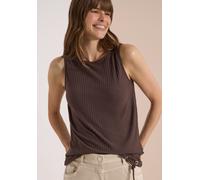 Ripptanktop CECIL, Damen, Gr. XS (36), braun cacao, Stoff, 48% Polyester, 48% Viskose, 4% Elasthan, unifarben, comfort fit normal, U-Boot-Ausschnitt, normaler Saum, Tops, mit Rippstrick-Struktur (3064