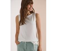 Ripptanktop CECIL, Damen, Gr. XXL (46), vanilleweiß, Jersey, Obermaterial: 48% Polyester, 48% Viskose, 4% Elasthan, unifarben, normal, U-Boot-Ausschnitt, Tops, aus elastischer und atmungsaktiver Jerse