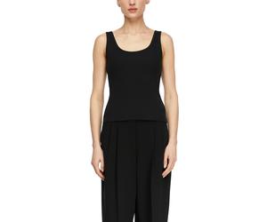 Ripptanktop COMMA, Damen, Gr. 38, schwarz, Rippware, Obermaterial: 95% Baumwolle, 5% Elasthan, unifarben, körpernah hüftbedeckend, Rundhals, Tops, mit Stretch (46451818-38) schwarz