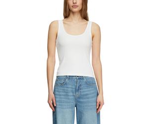 Ripptanktop COMMA, Damen, Gr. 44, weiß, Feinripp, Obermaterial: 97% Baumwolle, 3% Elasthan, unifarben, regular fit normal, Rundhals, Tops, mit Rippstruktur (67947661-44) weiß