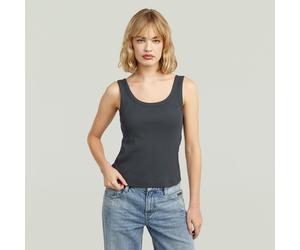 Ripptanktop G-STAR "Slim Rib Tank wmn", Damen, Gr. S (36), grau (petrol), Feinripp, Obermaterial: 98% Baumwolle, 2% Elasthan, unifarben, slim fit hüftlang, Rundhals, Tops, aus Baumwolle mit Stretch (9