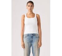 Ripptanktop LEVI'S "ESSENTIAL RIBBED TANK", Damen, Gr. L (40), hellweiß rib, Jersey, Obermaterial: 95% Baumwolle, 5% Elasthan, unifarben, regular fit normal, eckiger Ausschnitt, Tops, mit eckigem Auss