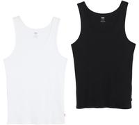 Ripptanktop LEVI'S "Pride Rib Tank - 2 Pack", Herren, Gr. S, schwarz (schwarz marble heather, snow heather), Feinripp, Obermaterial: 100% Baumwolle, unifarben, slim fit normal, Rundhals, Tops, in Schw