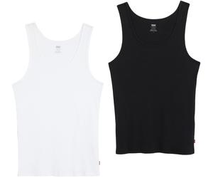 Ripptanktop LEVI'S "Pride Rib Tank - 2 Pack", Herren, Gr. S, schwarz (schwarz marble heather, snow heather), Feinripp, Obermaterial: 100% Baumwolle, unifarben, slim fit normal, Rundhals, Tops, in Schw
