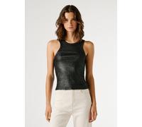 Ripptanktop PEPE JEANS "BIRDEY", Damen, Gr. S, 999schwarz, Rippstrick, Obermaterial: 96% Baumwolle, 4% Elasthan, leicht glänzend, körpernah normal, Rundhals, Tops, in glänzender Optik (18550938-S) 999