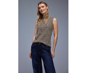 Ripptanktop STREET ONE, Damen, Gr. 42, molten earth, Jersey, Obermaterial: 48% Baumwolle, 48% Modal, 4% Elasthan, körpernah hüftbedeckend, Rundhals, Tops, im Leo-Look / Animal-Print (74026869-42) molt