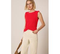 Ripptanktop STREET ONE STUDIO, Damen, Gr. 38, chili rot, Web, 95% Baumwolle, 5% Elasthan, unifarben, comfort fit normal, Rundhals, abgesteppt, Tops, mit Rundhalsausschnitt (61451569-38) chili rot