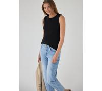 Ripptanktop STREET ONE STUDIO, Damen, Gr. 42, schwarz, Web, 95% Baumwolle, 5% Elasthan, unifarben, comfort fit normal, Rundhals, abgesteppt, Tops, mit Rippstrick-Struktur (98833657-42) schwarz