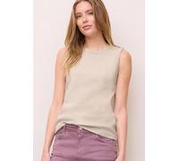 Ripptanktop STREET ONE STUDIO, Damen, Gr. 46, stone sand, Web, 95% Baumwolle, 5% Elasthan, unifarben, comfort fit normal, Rundhals, abgesteppt, Tops, mit Rundhalsausschnitt (36534243-46) stone sand