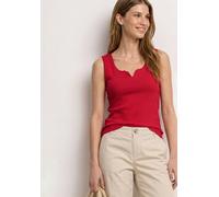 Ripptanktop STREET ONE "Style Gania", Damen, Gr. 40, salsa rot, Jersey, Obermaterial: 95% Baumwolle, 5% Elasthan. Futter: 95% Baumwolle, 5% Elasthan, unifarben, körpernah hüftbedeckend, herzförmiger A