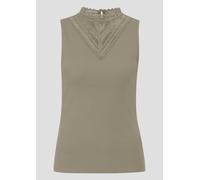 Q/S designed by - Ripptop mit Spitzeneinsatz grün - Gr. - XXL