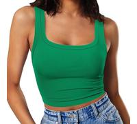 RIROW Damen Ärmelloses Tank Top Slim Fit Quadrat-Ausschnitt Geripptes Basic Oberteil S Smaragdgrün