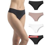 Risalti Brazilian Slip Unterwäsche Frauen Microfaser 3 Stück - String Tanga Set, Damen Unterhosen, Nahtlose Slips, Weicher als Tanga Baumwolle - Made in Italy