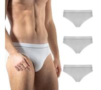 Risalti Männer Slip aus Mikrofaser 3 STK - Herren Unterhosen, atmungsaktiver als Baumwolle, Nahtlos, Weiß, XXL