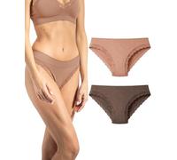 Risalti Slip Damen Spitze Rib 2Stk - Brazilian Slip Damen, Unterhosen Damen Spitze, Unterwäsche Frauen, Seamless Slips Damen, Weicher als Unterhosen Damen Baumwolle - Made in Italy