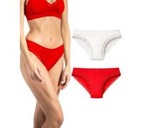 Risalti Slip Damen Spitze Rib 2Stk - Brazilian Slip Damen, Unterhosen Damen Spitze, Unterwäsche Frauen, Seamless Slips Damen, Weicher als Unterhosen Damen Baumwolle - Made in Italy