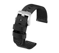 Risdany 20 mm bis 22 mm breit, Nylon-Uhrenarmband, geeignet für lässige Sportbekleidung, stilvoller und langlebiger Ersatz.,Schwarz,22 mm
