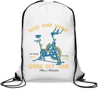 Rise And Shine Next Lever Workout Time Gym Sack Casual Drawstring Bag White