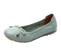 rismart Ballerinas Damen Schleifchen Faltbare Flache Pumps Elegante Leder Schuhe(Hellblau,42 EU)
