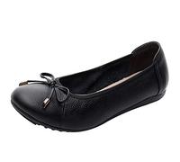 rismart Ballerinas Damen Schleifchen Faltbare Flache Pumps Elegante Leder Schuhe(Schwarz,38.5 EU)