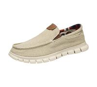 rismart Loafers Slipper Mokassins zum Herren Lässig Leinen Slip on rutschfest Bequem Wanderschuhe
