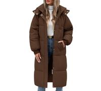 RITOSTA Wintermantel Damen Lang Steppmantel Frauen Winterjacke mit Kapuze Damen-Jacken Winter Daunenmantel Puffer Mantel Warme Herbst Winterparka mit Taschen(Kaffee,M)