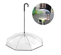 Riuulity Haustier-Regenschirm, Tragbar, Leicht, Zusammensetzbar, mit Zugleinenkette für Regnerische Tage - Geeignet für Katzen und Hunde, Transparenter Kunststoff, Größe 17,3 X 2 X 2 Zoll