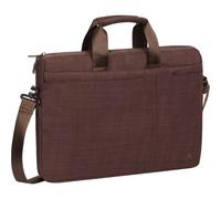 Rivacase Notebooktasche 13.3-17,3 Zoll - Gepolsterte Laptoptasche mit viel Platz für Zubehör, kompakte Umhängetasche für Damen und Herren wasserabweisend (Braun, 15,6 Zoll)