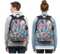 Rivacase Agora Urban Skaters Rucksack Alltags-Rucksack Schul-Rucksack 12L 5420 BK Schwarz/Bunt