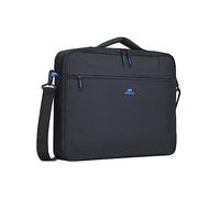Rivacase kompakte Laptoptasche, Notebooktasche bis 16 Zoll Laptop - moderne, schlanke gepolsterte Schultertasche für Arbeit Uni und Business/Schwarz