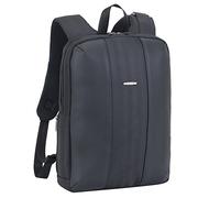 RIVACASE leichter Laptop Rucksack bis 14 Zoll - Stadtrucksack aus Polyester und Kunstleder mit extra gepolsterten Seiten - ein Fach für Dokumente und ein Tablet bis 10,1 Zoll / Schwarz