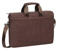 Rivacase Notebooktasche 13.3-17,3 Zoll - Gepolsterte Laptoptasche mit viel Platz für Zubehör, kompakte Umhängetasche für Damen und Herren wasserabweisend (Braun, 15,6 Zoll)