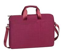 Rivacase Notebooktasche 13.3-17,3 Zoll - Gepolsterte Laptoptasche mit viel Platz für Zubehör, kompakte Umhängetasche für Damen und Herren wasserabweisend (Rot, 15,6 Zoll)