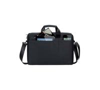 Rivacase Notebooktasche 13.3-17,3 Zoll - Gepolsterte Laptoptasche mit viel Platz für Zubehör, kompakte Umhängetasche für Damen und Herren wasserabweisend (Schwarz, 15,6 Zoll)