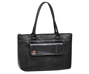 Rivacase Tasche UtoteBag für Laptops bis 15,6 Zoll - Elegante Schultertasche Umhängetasche Tote Bag für Damen aus hochwertigen PU-Leder und viel Stauraum/Schwarz