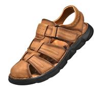 Rivccku Athletisch Wandern Sandalen Herren Geschlossene Zehe Wasser Schuhe Outdoor Sport Sommer Trekkingsandalen aus Leder Strand Sandalen Klettverschluss