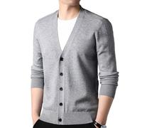 Rivccku Cardigan Herren Strickjacke aus Kaschmir 100% Pullover V Ausschnitt Cardigan mit Knopfverschluss Winterjacke Klassischer