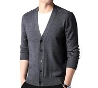 Rivccku Cardigan Herren Strickjacke aus Kaschmir 100% Pullover V Ausschnitt Cardigan mit Knopfverschluss Winterjacke Klassischer