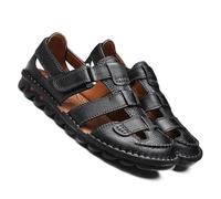 Rivccku Geschlossene Zehe Sandalen Leder Outdoor Sport Wandersandalen Herren Sommer Trekkingsandalen Strand Ledersandalen Männer Atmungsaktive