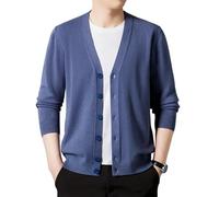 Rivccku Herren Cardigan 100% Reines Kaschmir - V-Ausschnitt, Knöpfe, Warme Langarm Klassische Winter Strickjacke