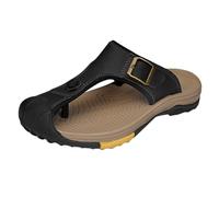 Rivccku Herren Flip Flops Leder Sandalen Geschlossene Zehe Comfy Hausschuhe Pantoletten Sommer Strand Sandalen Outdoor Badelatschen