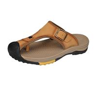 Rivccku Herren Flip Flops Leder Sandalen Geschlossene Zehe Comfy Hausschuhe Pantoletten Sommer Strand Sandalen Outdoor Badelatschen