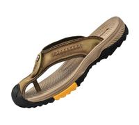 Rivccku Herren Leder Flip Flops Geschlossene Zehe Wandersandalen Zehentrenner Sports Sandalen Pantoffeln Sandalen