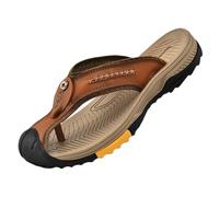 Rivccku Herren Leder Flip Flops Geschlossene Zehe Wandersandalen Zehentrenner Sports Sandalen Pantoffeln Sandalen