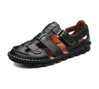 Rivccku Herren Leder Sandalen Strand Trekkingsandalen Outdoorsandalen Sommer Wandersandale Männer Atmungsaktive Geschlossene Zehe Sandale,38-48