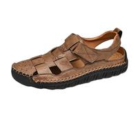Herren Sandalen mit Klettverschluss Leder Freizeitschuhe Sport Trekkingsandalen Strandschuhe Trekking Wander Outdoorsandalen Fischer Sandale wasserdichte