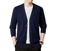 Rivccku Herren Strickjacke 100% reines Kaschmir Pullover Cardigan V Ausschnitt Winterjacke Klassischer Warme Langarm Strickjacken Mit Knöpfe