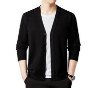 Rivccku Herren Strickjacke 100% reines Kaschmir Pullover Cardigan V Ausschnitt Winterjacke Klassischer Warme Langarm Strickjacken Mit Knöpfe